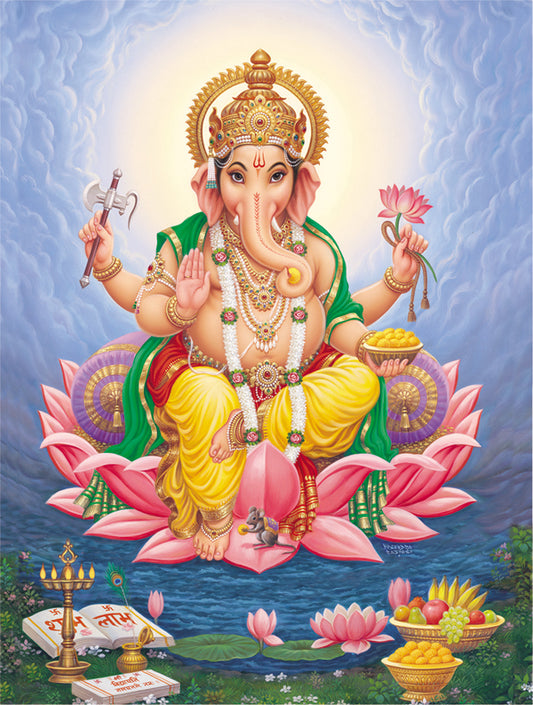 Artistic Ganesha Painting: Lord Ganesha on the Lotus