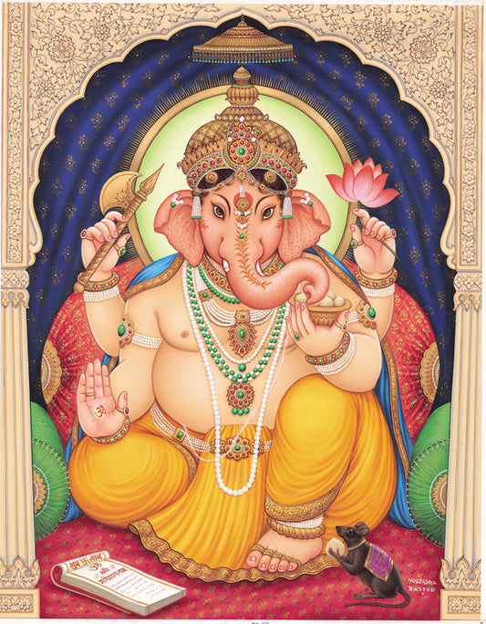 Ganesh Art Painting: Lord Ganesh Amidst a Luminous Aura